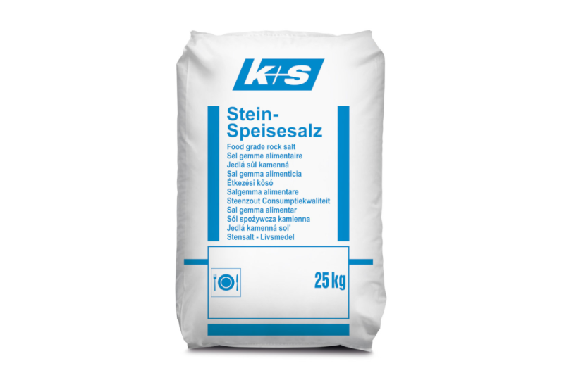 SÓL KAMIENNA SPOŻYWCZA K+S w opakowaniach 25 kg, paleta 1000 kg