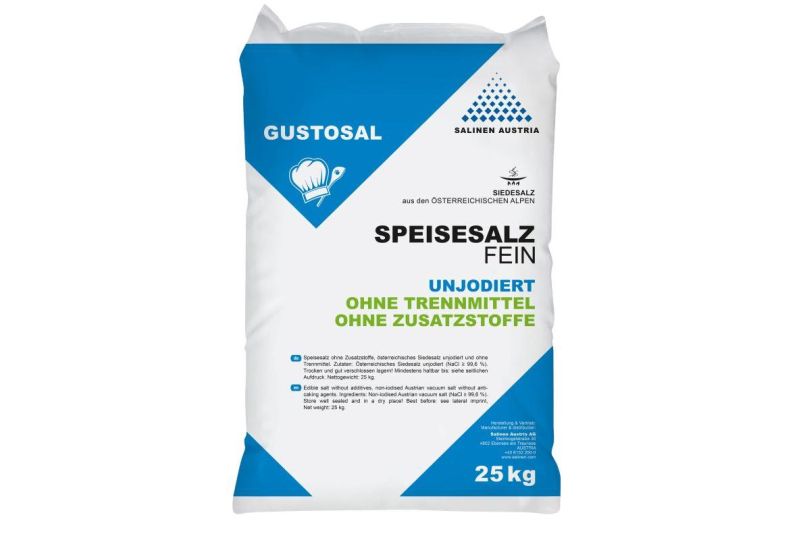 Sól warzona spożywcza bez substancji przeciwzbrylającej SALINEN GUSTOSAL w opakowaniach 25 kg, paleta 500 kg