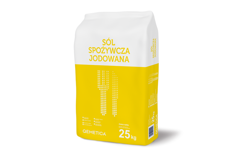 Sól warzona spożywcza jodowana w opakowaniach 25 kg, paleta 750 kg