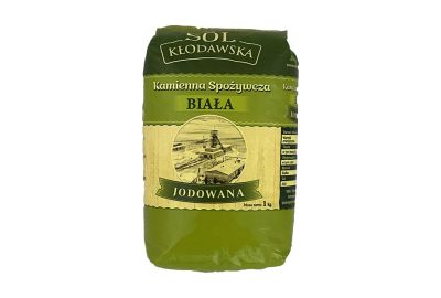 Sól Kłodawska kamienna spożywcza biała jodowana w torebkach po 1 kg, paleta 980 kg